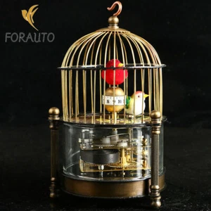 Exquisite Brass Mechanical clock -birdcage shape two bird Aroud Moving - Picture 1 of 7