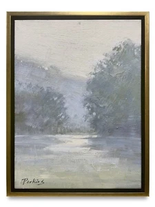 Hungryartist - Original Ölgemälde des abstrakten Flusses auf Leinwand 12x16 gerahmt - Bild 1 von 6
