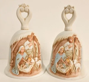 2 Vtg. HOMCO 6" Bells Christmas Nativity Scene Manger - Picture 1 of 19