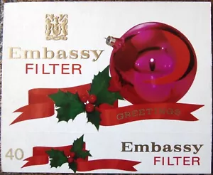 Vintage Embassy Filter Outer Christmas Greetings Sleeve For 40 Cigarettes 1970s - Picture 1 of 2