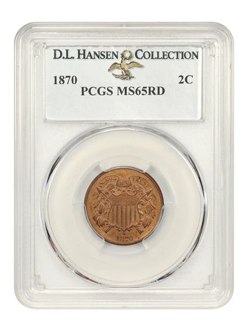 1870 2c PCGS MS65 RD ex: D.L. Hansen Cover