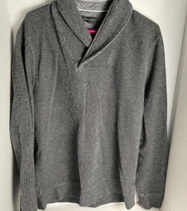 Banana Republic Mens Shawl Collar Pullover Sweater Black & Gray Large Pre Owned - Picture 1 of 6