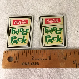 Vintage Lot 2 Coca Cola COKE Items Refrigerator Fridge Magnets Rare Green - Picture 1 of 3