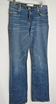 Pantalones de mezclilla de papel y tela corte bota azul lavado talla 28 #8312 Foto 1 de 4