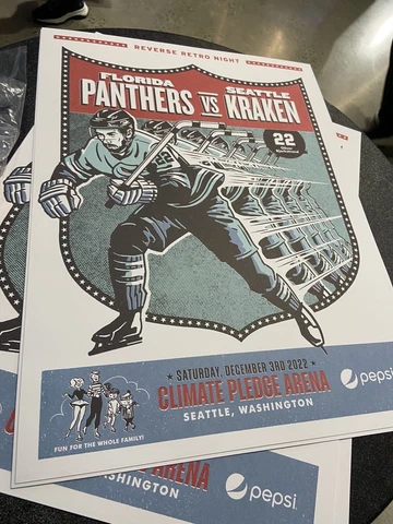 Seattle Kraken Reverse Retro Night Poster Oliver Bjorkstrand 18x24 12/3/2022 SGA Cover