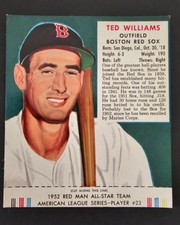 1952 RED MAN TOBACCO CARD TED WILLIAMS HOF WITH TAB