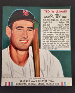 1952 RED MAN TOBACCO CARD TED WILLIAMS HOF WITH TAB