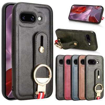 For Google Pixel 9A, Luxury Wristband Leather Back Stand Cover Case Ring Opener - Image 1 of 4