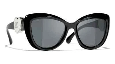 Gafas de sol Chanel 5517-A C501/S4 para mujer negras con corazón blanco/gris 54 x 18 x 140 Foto 1 de 4