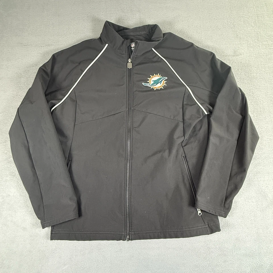 NFL Pro Line 迈阿密海豚队夹克黑色大号全拉链 — 第 1/4 张图片