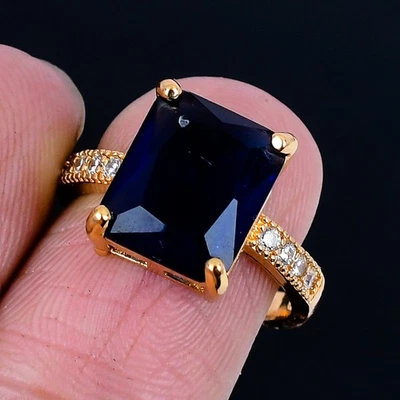 Anillo Hecho a Mano Espinela Negra Chapado en Plata 925 Talla US Ajustable Foto 1 de 3