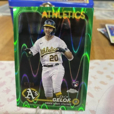 2024 Topps Chrome Update Zach Gelof Debut Green Raywave #USC40 /99 - Image 1 of 3