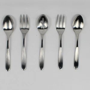 5 Pcs Splendide Danica Serving Set Stainless Steel Satin Finish Spoons & Forks - Picture 1 of 5
