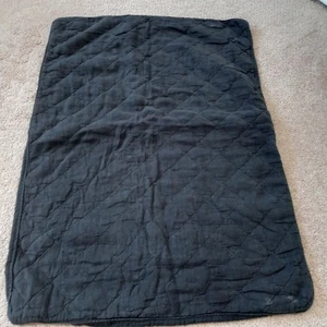 RESTORATION HARDWARE Black Linen Rectangular Quilted Pillowcase Sham Standard - Picture 1 of 7