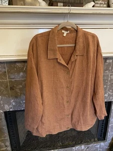 EILEEN FISHER Bio Leinen Boxy Shirt Gr. 2X Sommer minimalistisch bequem Lagenlook - Bild 1 von 7