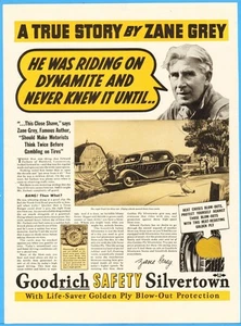 1937 Goodrich Silvertown Zane Grey Edward Zachary Hartford CT Garage Décor Ad - Picture 1 of 1
