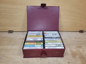 Vintage Audio Cassette Tape Retro Storage Carry Case Burgundy - Holds 20 Tapes - Picture 1 of 5