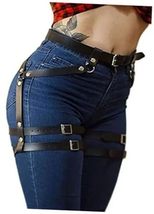 Women Leather Body Chain Thigh Harness Adjustable Punk Caged Waist Belts Leg - Picture 1 of 8