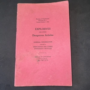 Ufficio Esplosivi Opuscolo n.7 Esplosivi E Articoli Pericolosi Ottobre 1955 - Foto 1 di 15