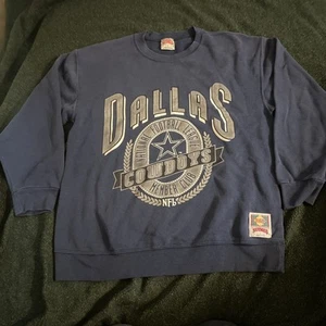 Felpa girocollo vintage anni 90 noce moscata Dallas Texas Cowboys L football nhl navy - Foto 1 di 7
