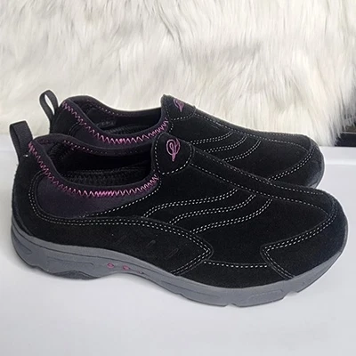 Easy Spirit Slip On Sneakers 9W Black Pink Suede Comfort Walking Active - Image 1 of 4