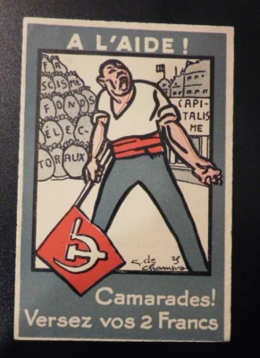 Como Nueva 1930 Francia Postal Partido Comunista Francés Ayuda a Camaradas Verter 2 Francos Foto 1 de 2