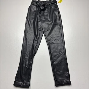 So Goods For Life Pant Womens Small Black Faux Leather High Waist Belted - Picture 1 of 5