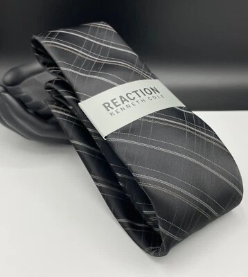 Kenneth Cole REACTION Men's 100% Polyester Tie ~ Black ~ Plaids ~ MSRP: $55. - Image 1 of 4