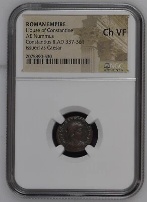 NGC - Ch VF - AE3/4 of Constantius II AD 337-361 NGC Ancients Certified Nummus - Image 1 of 2