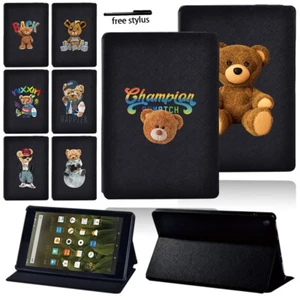 Bear Leather tablet Stand Cover Case For Amazon Fire 7/HD 8/8 Plus/HD 10 +Pen - Picture 1 of 30