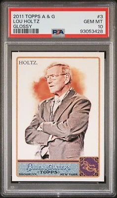 2011 Topps Allen & Ginter LOU HOLTZ PSA 10 Glossy card #/999 NOTRE DAME ESPN - Image 1 of 2