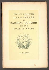Raymond Poincaré. Rede zu Ehren der Mitglieder der Pariser Anwaltskammer. 1919 - Bild 1 von 1