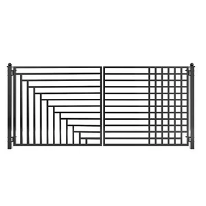 ALEKO Yard Garden Modern Kyiv Style Dual Swing Steel Driveway Gate 18 ft Black - Picture 1 of 13