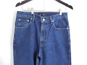 Tommy Hilfiger Baggy Jeans 32x32 Blau Denim Wide Leg Vintage Flag Patch Y2K - Bild 1 von 5