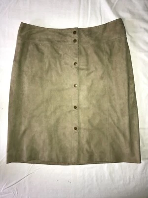 FALDA BEIGE TALBOTS Petites Suave CABRA Gamuza CUERO Frente a Presión Para Mujer 6P Usada en Excelente Condición Foto 1 de 4