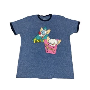 Pinky and the Brain T-Shirt Large Ringer 90s Cartoon Retro Animaniacs Vintage - Picture 1 of 8