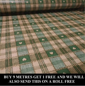 Mantel cuadrado de mesa de vinilo tela de vinilo tela de aceite de gingham verde corazón de amor - Imagen 1 de 2