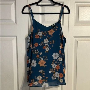Camicia senza maniche TORRID Sophie verde acqua blu panna floreale taglia 0 large - Foto 1 di 9