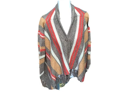 Cárdigan estilo poncho para dama de Sacred Threads Co talla M corto trasero largo delantero Foto 1 de 3