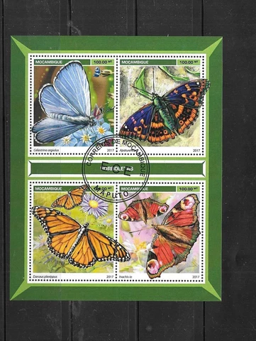 MOZAMBIQUE 2017 BUTTERFLIES USED  CTO BEAUTIFUL SOUVENIR SHEET S/S RECENT STAMP Cover