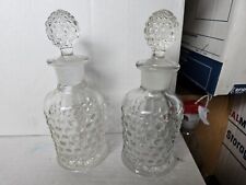 Pair of EAPG Thousand Eye Clear Glass Hobnail Bottles w/ Stoppers