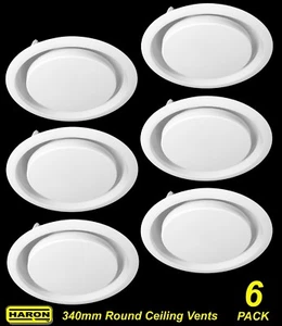 6 x Ceiling Mount Round Air Vent / Grille with Flyscreen Snap-In 340mm diameter - Bild 1 von 8