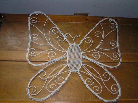 Large White Painted Wired Openwork BUTTERFLY Wall Hanging for Garden Shed or Por Cover