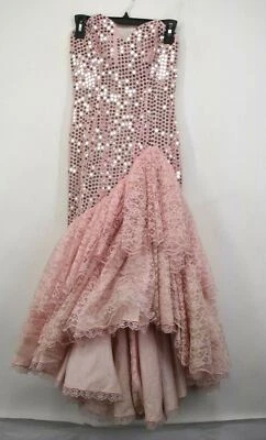 Vestido de sirena de colección Loralie para mujer lentejuelas de encaje con volantes sin tirantes 4 Foto 1 de 4