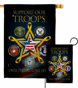 Support our Military Troops Garden Flag Service Armed Forces Yard House Banner - Picture 1 of 17