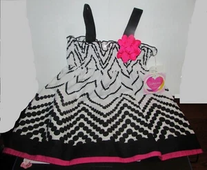 Vestido de sol sin mangas Youngland Baby blanco y negro con flor rosa 24M 24 meses NUEVO NUEVO CON ETIQUETAS - Imagen 1 de 9