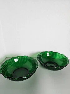 Cuencos de vidrio vintage verde esmeralda de la depresión X 2 - Imagen 1 de 4