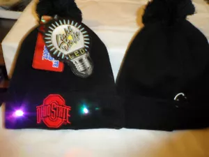 NCAA OSU BUCKEYES BEANIE SOCKING CAP LIGHT'EM UP LED BLACK RED ACRYLIC NWT - Picture 1 of 2