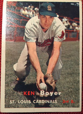 1957 Topps #122 KEN BOYER St. Louis Cardinals MLB baseball card VG/EX creased