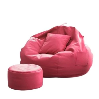 Funda de sofá y reposapiés Bean Bag sin frijoles imitación cuero XXXL para regalo Foto 1 de 3
